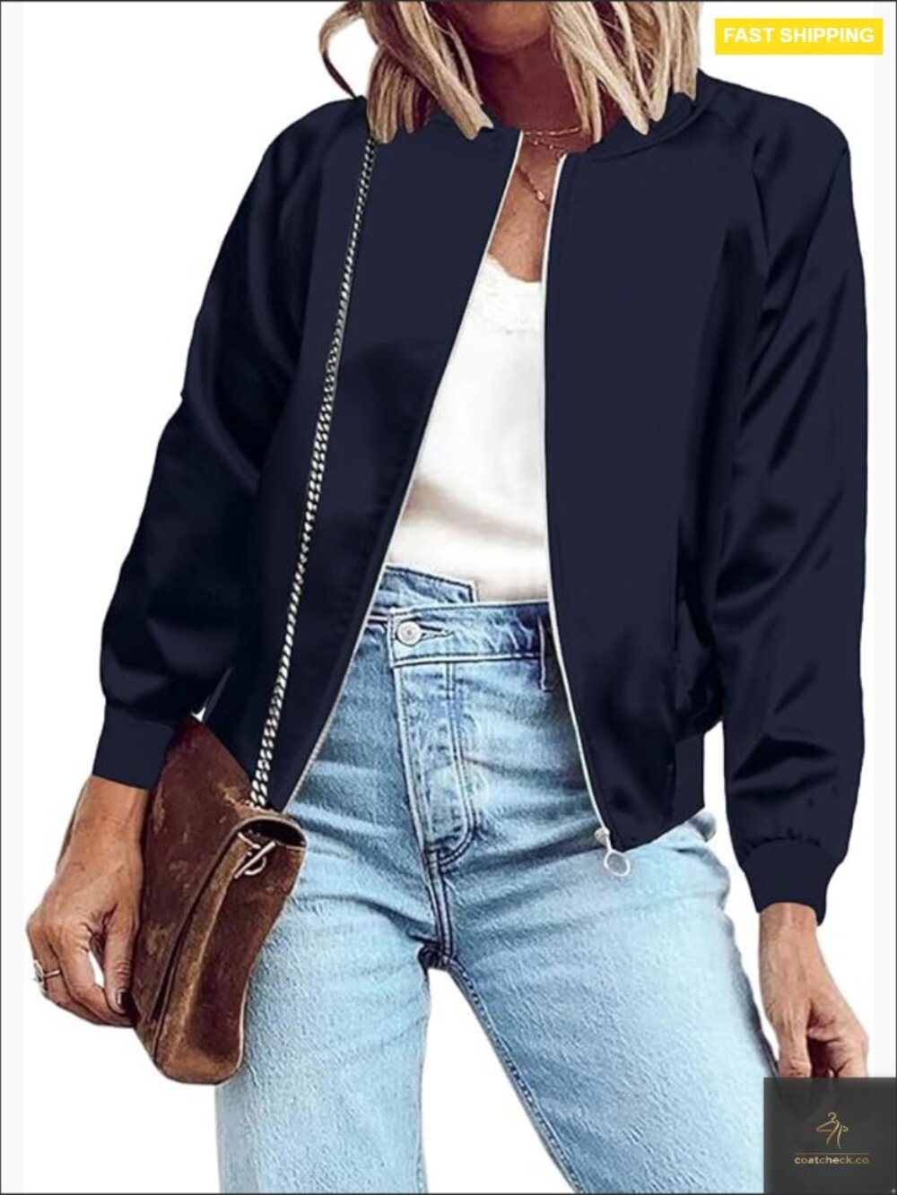 Lightweight Bomber Jacket Zip Up Casual Striped Outerwear Windbreaker With